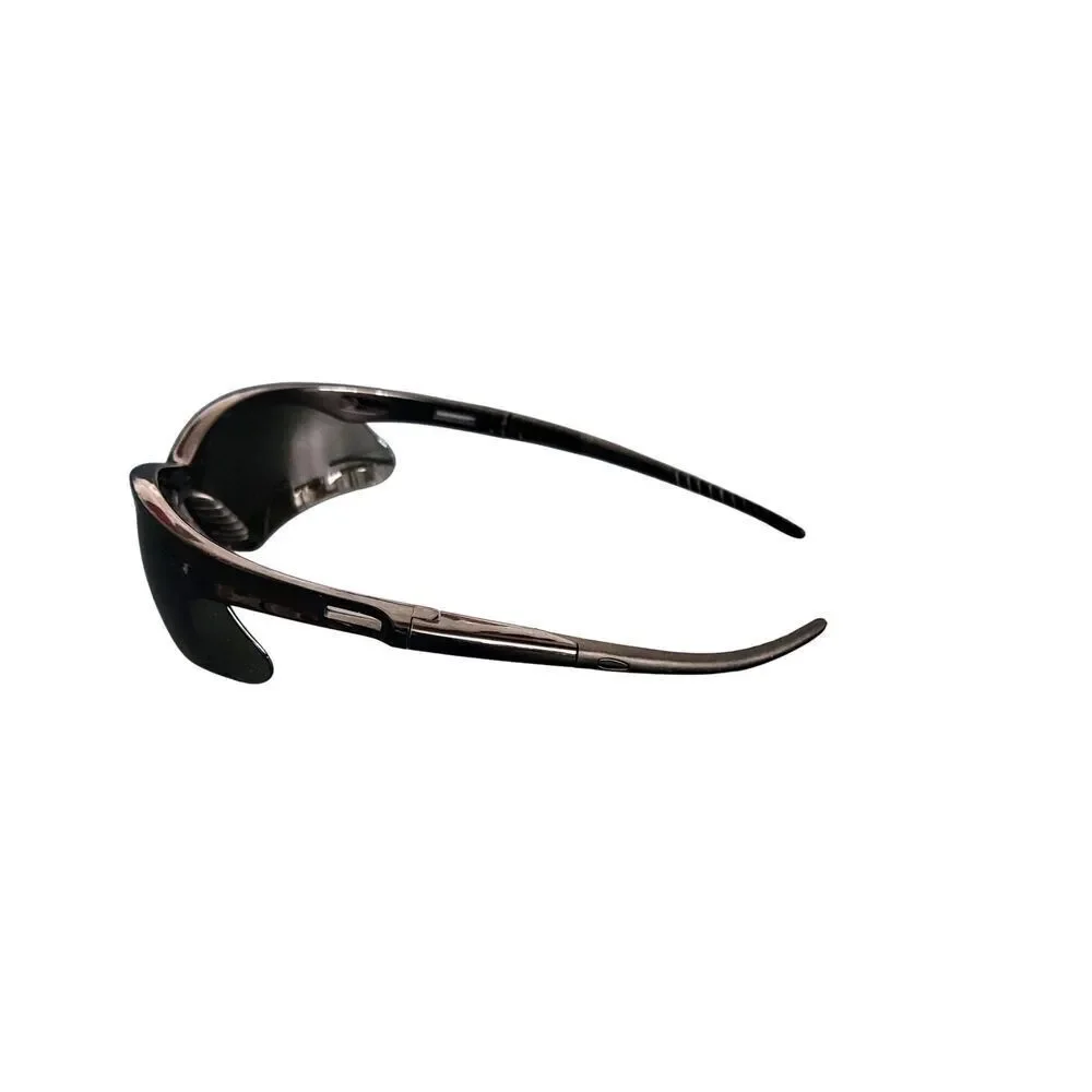 Nemesis Polished Black Gray Lens Sport Wrap Mens Biker Safety Sunglasses